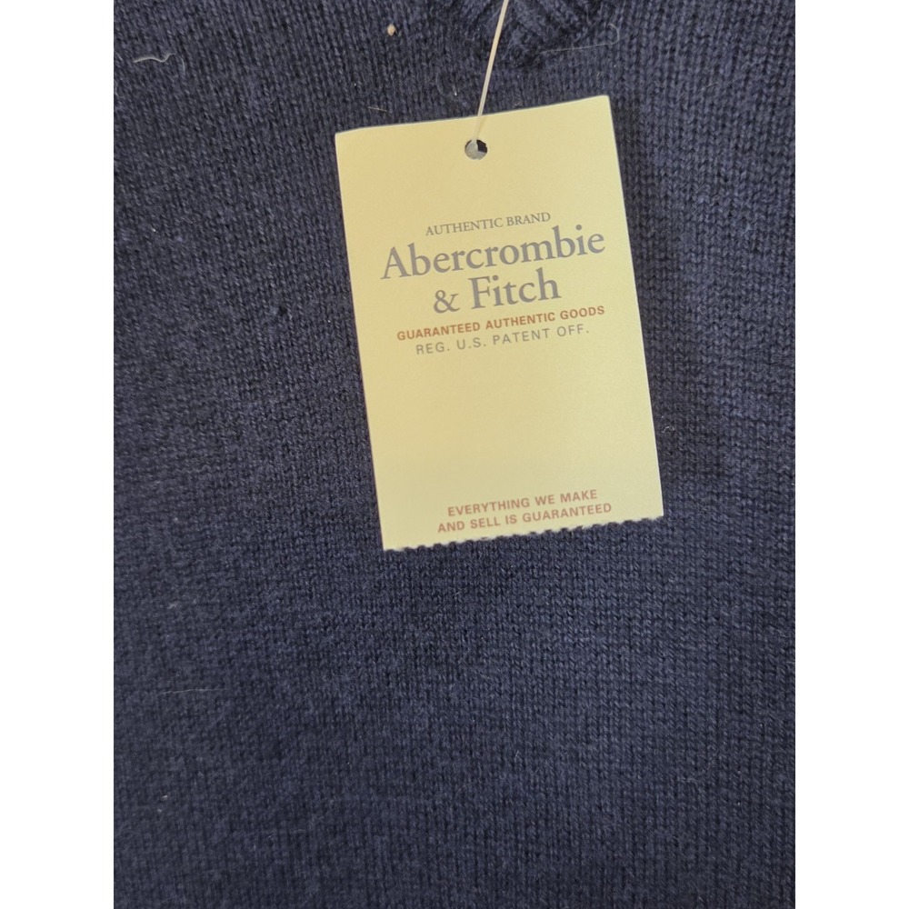 Abercrombie & Fitch Sweater Mens L Wool Mix V Neck Pullover Y2K Blue Preppy NEW - Picture 2 of 13